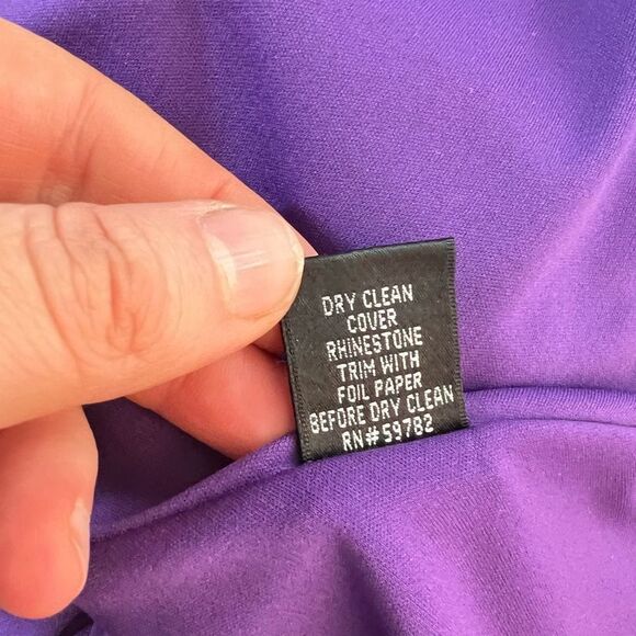 Adrianna Papell purple satin one shoulder rhinestone embellished gown size 4 - Picture 10 of 11